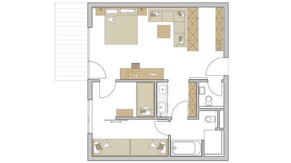 Family-Suite "Superior" 3-Raum Grundriss #1