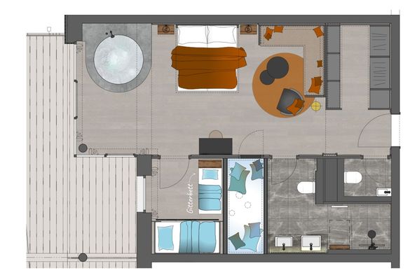 "Deluxe" Suite - Richtung Baustelle Grundriss #1