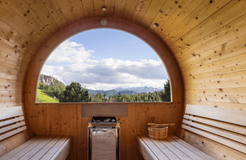 BIO HOTEL Gran Fodà: Panoramasauna - Alpine Hotel Gran Fodà, St. Vigil in Enneberg, Dolomiten, Trentino-Südtirol, Italien